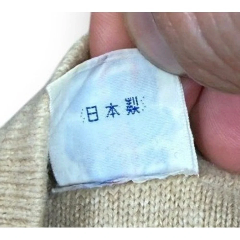 Mitsukoshi Thermal Set Mens L Beige Wool Henley Top Leggings‎ Long Johns Japan